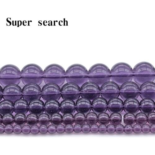 Smooth Purple Glass Loose Beads 15" Strand4 6 8 10 12 MM Pick Size For Jewelry Making Bracelet Necklace woman Earrings