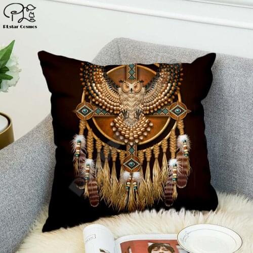 Black Native Indian Lakota Skull Hip Hop Pillow Case Polyester Decorative Pillowcases Throw Pillow Cover Square style-8