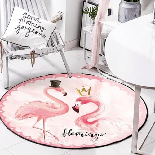 Cute Flamingo Designer Round Rug Home Decor Soft Carpets For Living Room Bedroom Area Rugs Coffee Table Antiskid Floor Mat