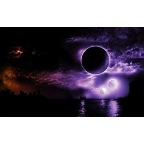 GLymg Purple Eclipse Diamond Painting Kits Diy Diamond Embroidery 5D Diamond Handicrafts Diamond Art Wall Decor