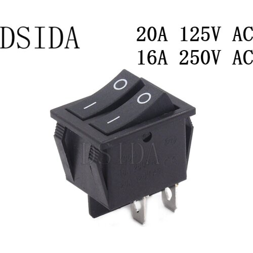 KCD4 25*31mm Rocker Switch Two-way ON-OFF 2 Position 4 Pins Power Switch 16A 250VAC/ 20A 125VAC Ship Type Switch