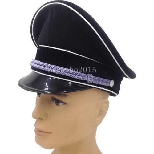 Military WWII WW2 German Elite Officer Hat Officer Cap Black FULL SIZE