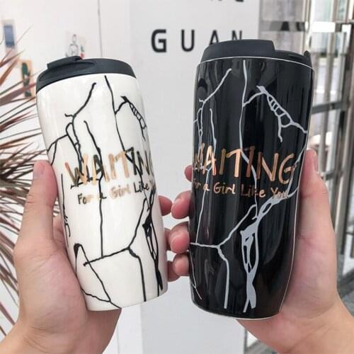 Ceramics mug Creative couple mug cartoon ceramic coffee cup with lid spoon ceramic mug home office cup