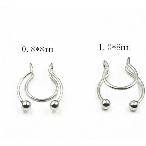 Lot50pcs New Clip On Fake Nose Hoop Rings Surgical Steel No Hole Non Piercing Body Jewelry Free shipment 18G 20G Hot