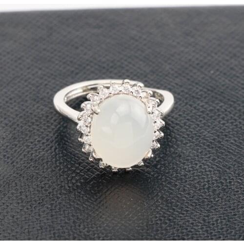 Fashion Minimalism Finger Rings With Oval Opal Natural Stone Dainty Jewelry For Women Wedding Engagement Anniversary Gifts