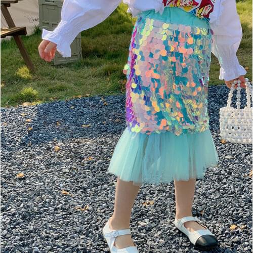 Princess Ladies kids girl Halloween cosplay Costume Fancy Party Sequins Maxi Tail long green Skirt adult Little Mermaid Ariel