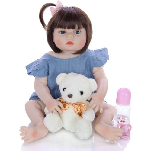 New 23'' 57cm Baby Girl Doll Full Silicone Body Lifelike bebe Reborn Bonecas Handmade Baby Toy For Kids Christmas Gifts