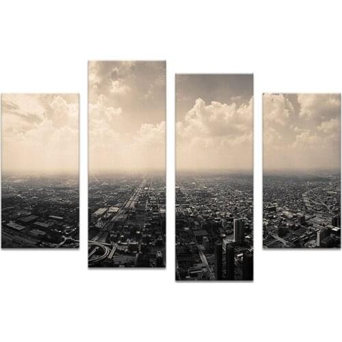 Hot Sells 4 Panels Landscape of City Painting Canvas Wall Art Picture Home Decoration Living Room Print On Canvas Modern Art