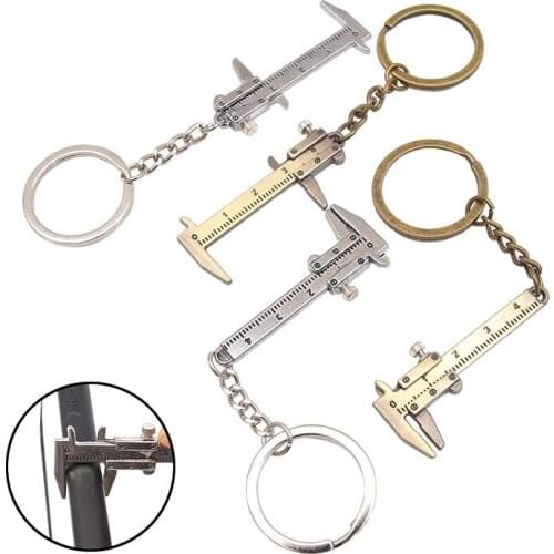 10cm Mini Vernier Caliper Key Ring Car Key Decoration Keychain Portable Measuring Tool Vintage and Silver Zinc Alloy Key chain