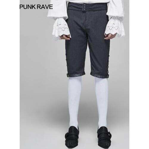 PUNK RAVE Mens Rococo Court Shorts Palace Vintage Dark Stripe Adjustment Metal Buttons Jacquard Party Evening Men Short Pants
