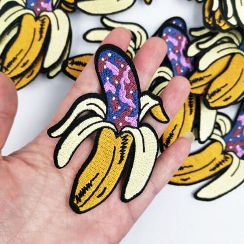 The King of the Banana Embroidery Patches for Clothing Iron on Cartoon Patches for DIY Stripes Applique Clothes Sticker
