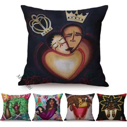 Postmodernism Abstract Oil Painting Decoration Sofa Pillow Case Fashion Girl Pattern Print Cotton Linen Car Square Cushion Cover