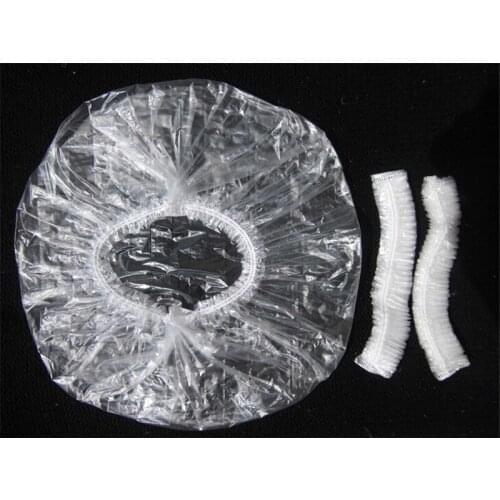 New 100pcs Clear Salon Disposable Transparent Hotel One-Off Hair Salon Hat Elastic Shower Bathing Cap Bathroom Products