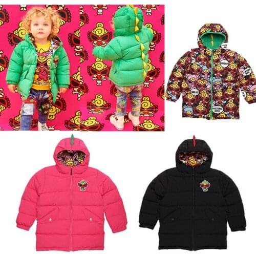 New Winter 2020 Boys Girls Winter Jackets Kids Coat Kid Clothes Girl Enfant Fille Pattern Pacifier Both Sides to Wear