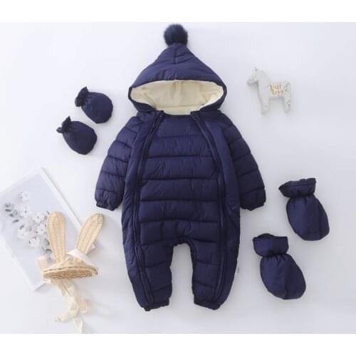 Baby Boy Girl Clothes 2021 Thick Warm Infant Rompers Baby Jumpsuit Hooded Fleece Children Winter Autumn Overalls Kids Snowsuit