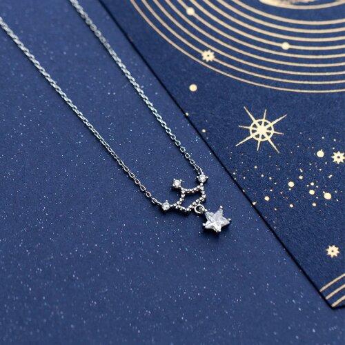 MloveAcc Crown Star Silver Pendant Necklace 925 Sterling Silver Choker Statement Necklace Women Silver 925 Jewelry