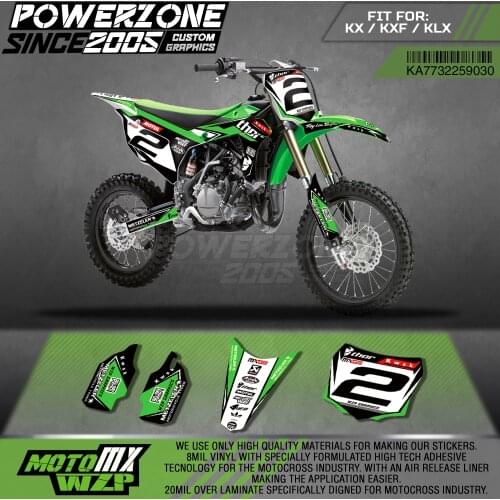 PowerZone Custom Team Graphics Decals 3M Stickers Kit For Kawasaki Sticker Decal 2014-2019 KX85 KX100 30