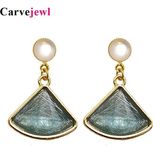 Carvejewl Sector resin Drop dangle Earrings Wedding Engagement Korean design Simple cute earrings for women Jewelry Accessories