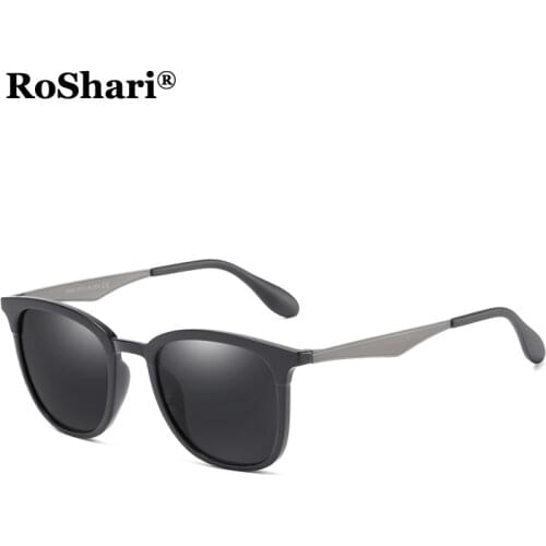 RoShari BRAND DESIGN Women Men Sunglasses Polarized Vintage Eyewear Driving Sunglasses Alloy Temple Gafas de sol Masculino P0013