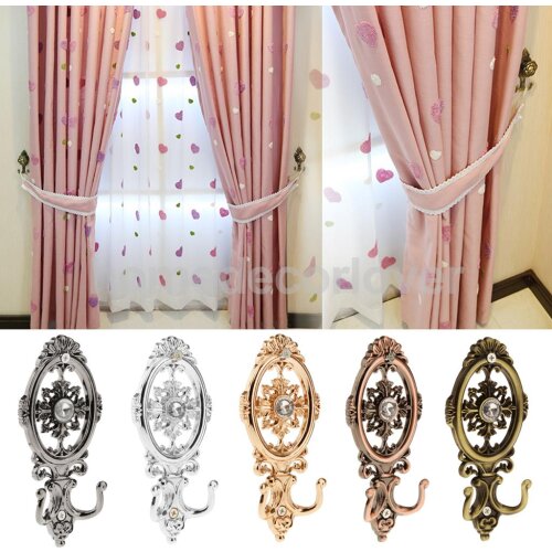2 pcs Vintage Oval Curtain Hanger Tieback Wall Mounted Hook Holder