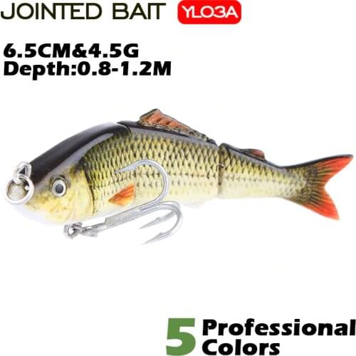 Agoie 65mm/4.5g Wobblers 3 Segment Multi Jointed Artificial Fishing Lure Lifelike Swim Bait Slow Sinking Hard Lures Floating
