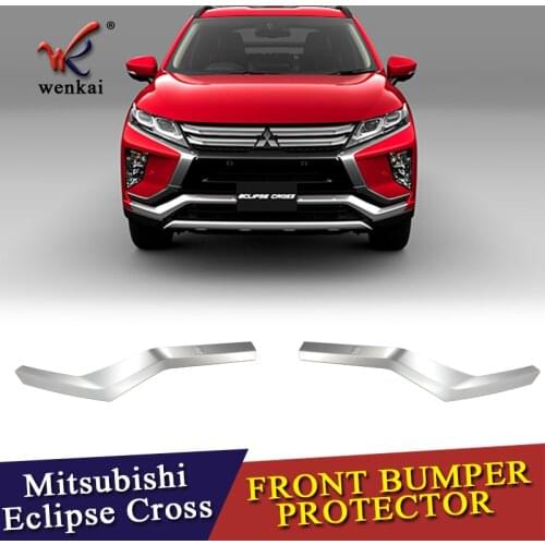 WENKAI For Mitsubishi Eclipse Cross 2017 2018 2019 ABS Matter External Front Bumper Grill Cover Trim Frame 2Pcs Car Accessories