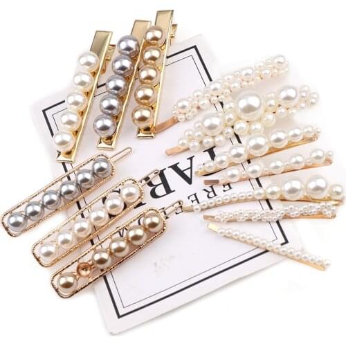 6Style 1Pcs ABS Pearl Hair Clips Korean Sweet Hairpins Barrette Bobby Pin Ladies Simple Metal Hairgrip Headwear Hair Accessories