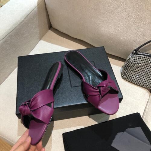 2021 Newest Summer Shoes Woman Outdoor Slippers Genuine Leather Woman Slippers Butterfly-Knot Decora Woman Slippers Botas Mujer