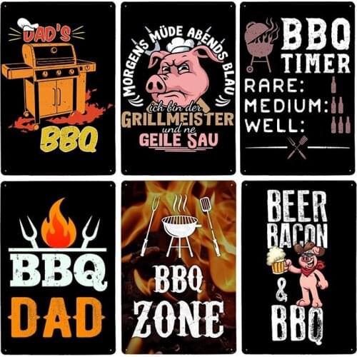 BBQ ZONE Hot Dog Food BARBECUE Retro Metal Plate Signs Decorativon Bar Cafe Ice Cold Drink Wall Poster Plaque Home Decor 20X30CM