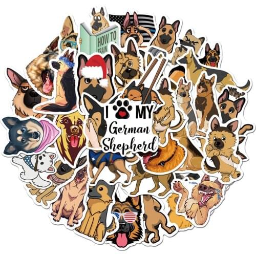 10/30/50pcs German Shepherd Dog Stickers Waterproof For Skateboard Hydro Fask Laptop Suitcase Animal Cartoon Kids Stickers Toy