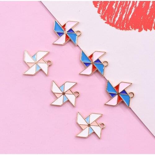 10pcs/Lot 15mm Diy Windwill Handmade Oil Enamel Charms Design for Jewelry Making Earring Bracelet or Necklace