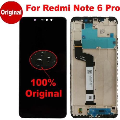 100% Original For Xiaomi Redmi Note 6 Pro LCD Display 10 Touch Screen Digitizer Assembly with Frame for Redmi Note6 Pro Pantalla