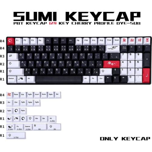 129 Key PBT Keycap Cherry Profile DYE-SUB SUMI Personalized Keycaps For Cherry MX Switch Mechanical Keyboard