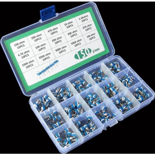 150pcs/set RM065 Trimming Potentiometer Variable Resistors Assorted Kit Electronic Diy Kit 15 Values Each 10pcs with box
