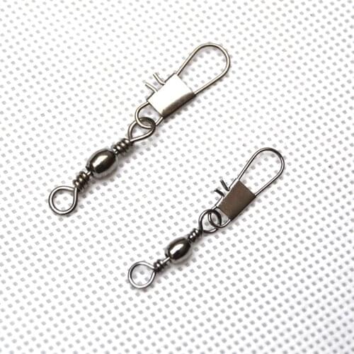 50 pcs/lot fishing lure turns lock to snap faces fishing copper swivel connector fishing accessories tools