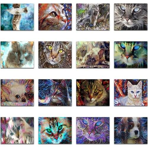 Diamond Painting New 2020 Diamond Embroidery Cat Dog Diamond Mosaic Animals Cross Stitch Needlework Rhinestones Pictures