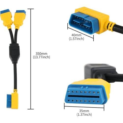 AUTOOL 35CM Car OBD2 Cable Connector Car OBD2 Adapter 1 to 2 Splitter Wire 16pin OBDII Male to Female Extension Cord Connection