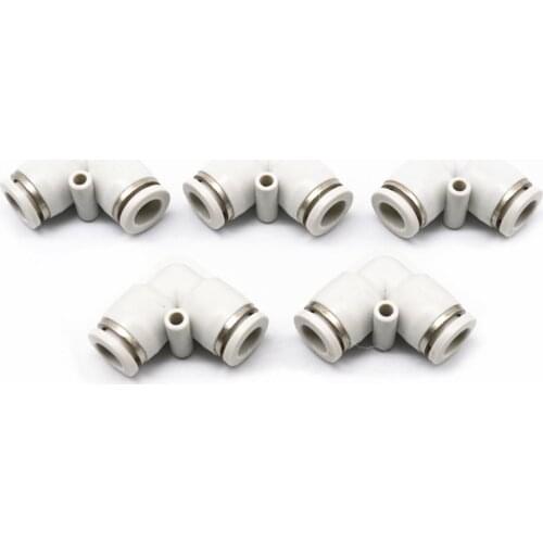 White L Shaped Elbow 4mm to 16mm OD Hose Tube One Touch Push in Air Pneumatic Fitting Quick Connector Fittings Plastic Gas