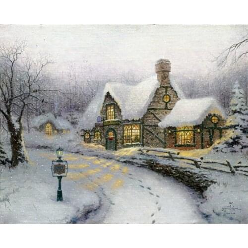 Free shipping Thomas light house snowscape canvas prints oil painting printed on canvas home wall art decoration picture