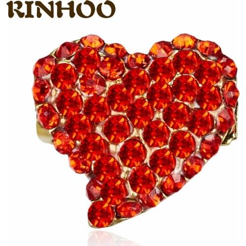 Charm Red Zircon Heart Brooches For Women Rhinestone Brooch Pin Passionate Love Crystal High Quality Jewelry Gift New 2021