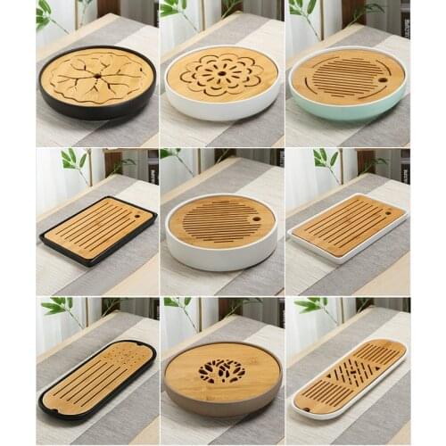 "KingTeaMall" Tea Trays Saucers Board Bamboo Porcelain Chapan, Ganpaopan, 12 Variations