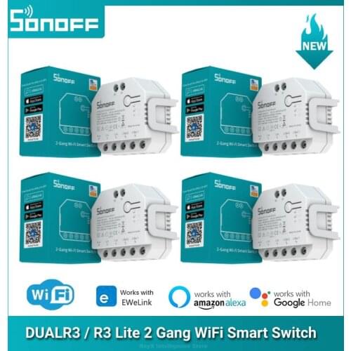 SONOFF DUAL R3 2 Gang Dual Relay Module DIY MINI Smart Switch Power Metering Siri Voice Remote EWeLink Alexa Google Smart Home