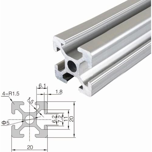 Aluminum-profile extrusion-frame 2020 for laser cnc engraving woodworking machine 100mm-1000mm diy cnc tool