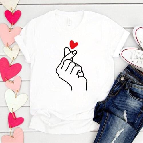 Hillbilly Women Love Heart T Shirts Hand Than Heart Fashion Casual Couple T Shirt Short Sleeve Round Neck Womens Tee Shirts