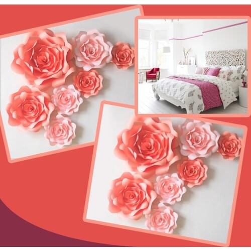 DIY Artificial Flowers Fleurs Artificielles Backdrop Giant Paper Flowers Rose 6PCS For Wedding Party Decoration Bedroom Decor