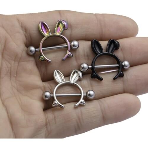 1PC New Rabbit Nipple Ring Piercing Barbell Shield Bar Rings Surgical Steel Sexy Adult Game for Women Breast Body Jewelry Gift