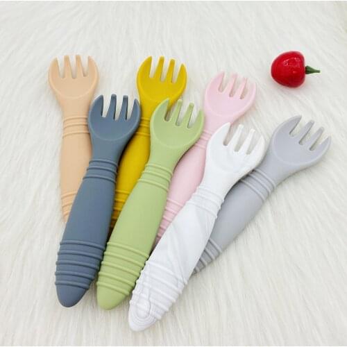 Lcmombay Baby Silicone Fork set Babi Feeding Spoon Toddlers Infant Feeding Accessories Food Grade Material Tableware