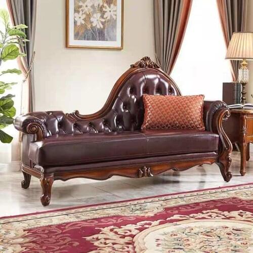 American solid wood VIP chair leather art leather small sofa bed bedroom sofa chair European lazy person recliner