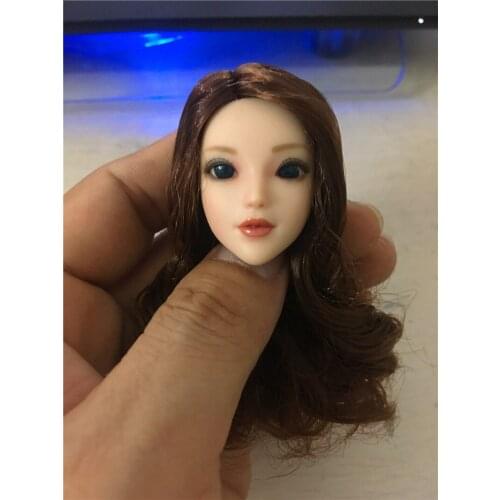 Custom 1/6 Female Head Carved BJD Pale Head Carving Painted Head Model with Movable Rolling Eyes for 12 in Action Figure Body