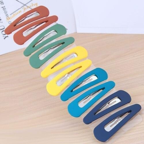 2021 Fashion 10pcs 7cm Solid Candy Color Hairpins Simple Headdress Girl Hair Accessories Water Drop Shape BB Hair Clips Barrette